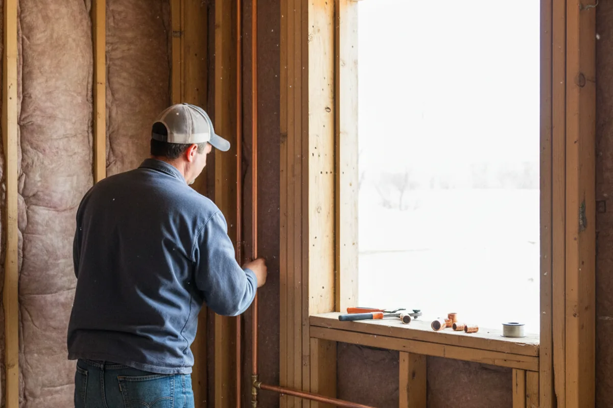 Licensed plumber running new copper supply lines in a Boone home